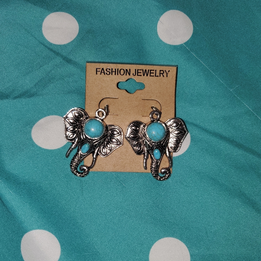 Stone Elephant Head Earrings